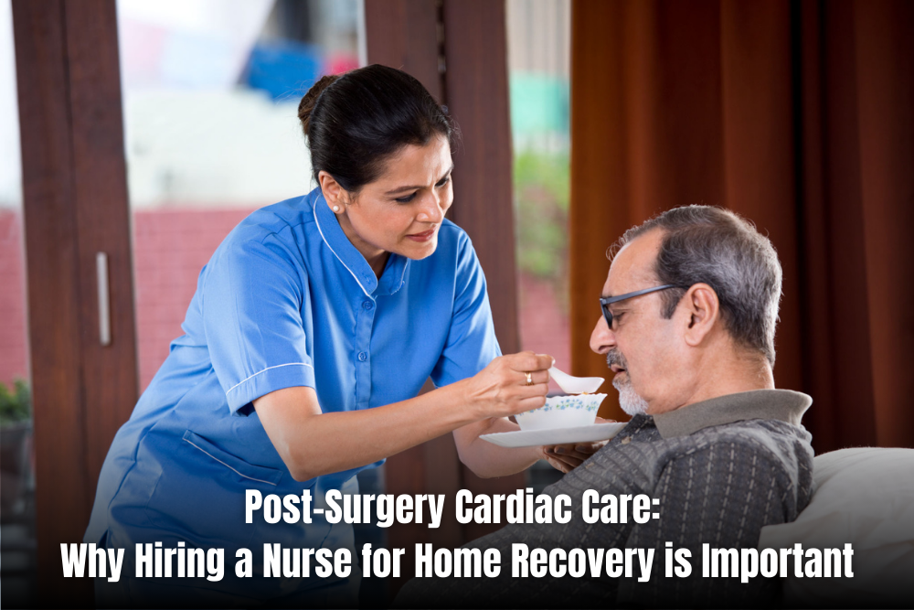 A Nurse Feeding an Elderly after surgery from cardiac arrest